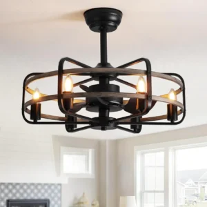 farmhouse 25" cage ceiling fan light with remote control