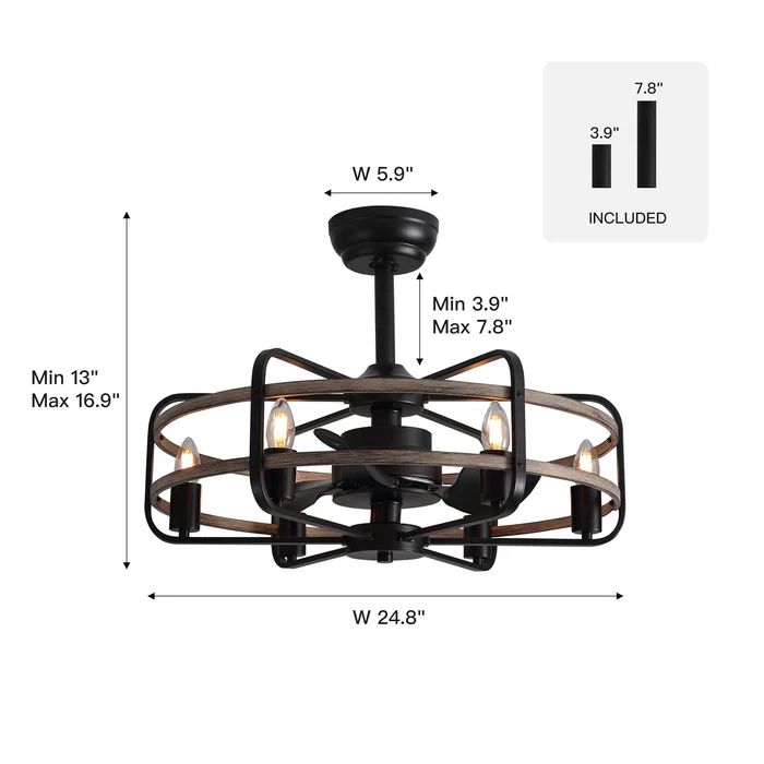 farmhouse 25" cage ceiling fan light with remote control farmhouse 25" cage ceiling fan light with remote control