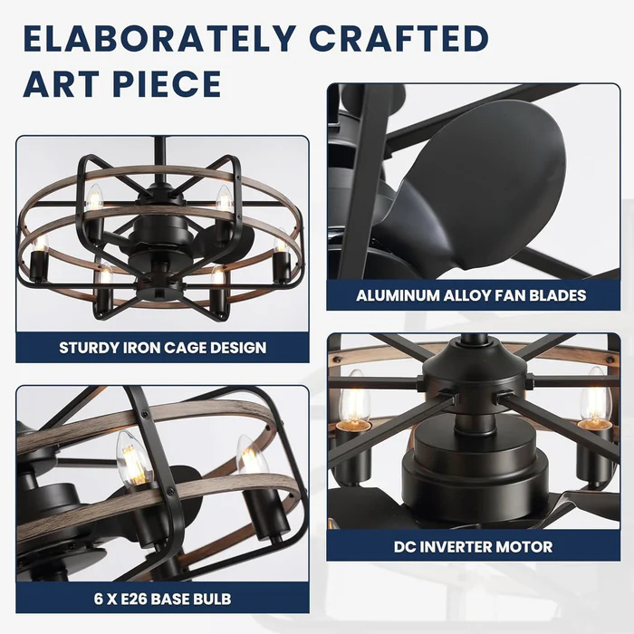 farmhouse 25" cage ceiling fan light with remote control farmhouse 25" cage ceiling fan light with remote control